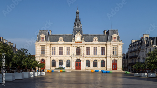 Poitiers, Nouvelle-Aquitaine, France. City hall Hotel de Ville and Place du Marechal Leclerc in Poitiers. photo