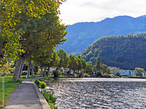 Promenade along Alpnachersee Lake, Stansstad - Canton of Nidwalden, Switzerland photo