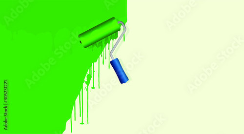 Roller brush with painted area and blank writing area.