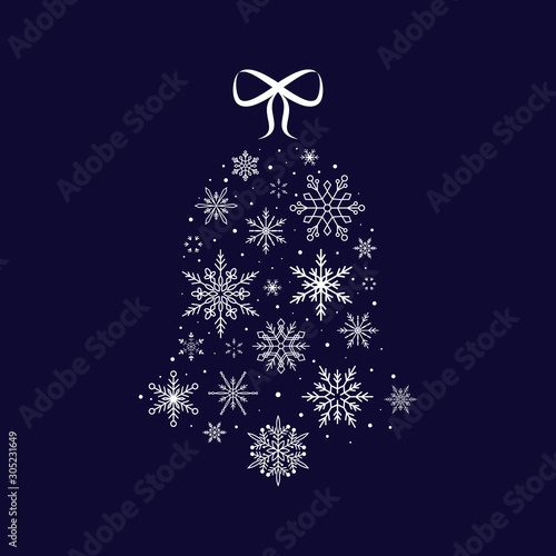 Snowflake bell. Christmas and New Year. Vector illustration. Flat design