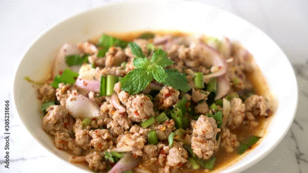 spicy mince pork (Larb - Traditional Thai Food) spicy mince pork (Larb - Traditional Thai Food)