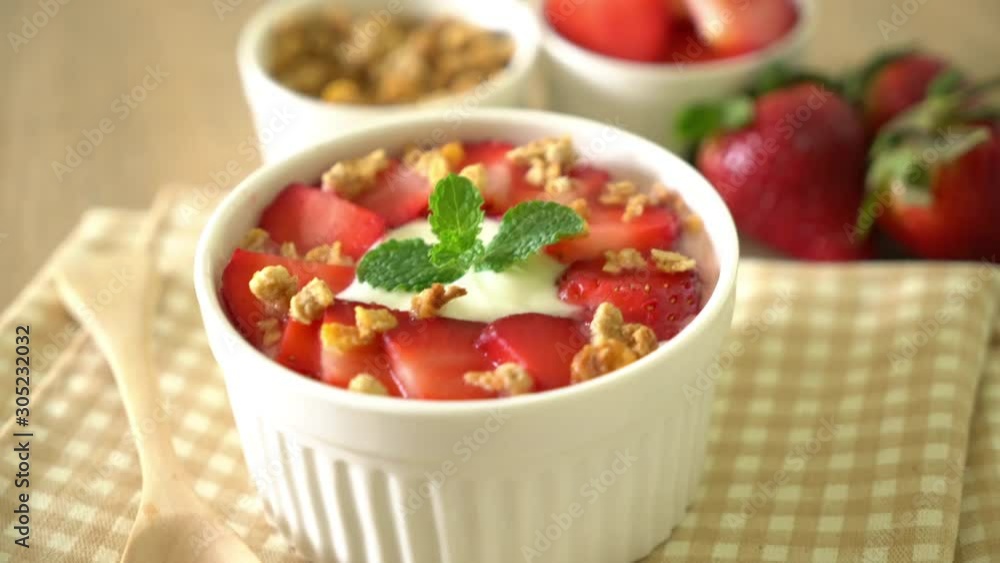 yoghurt with strawberry and granola yoghurt with strawberry and granola