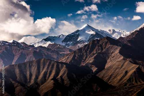 beautiful snow caped mountain peak in India