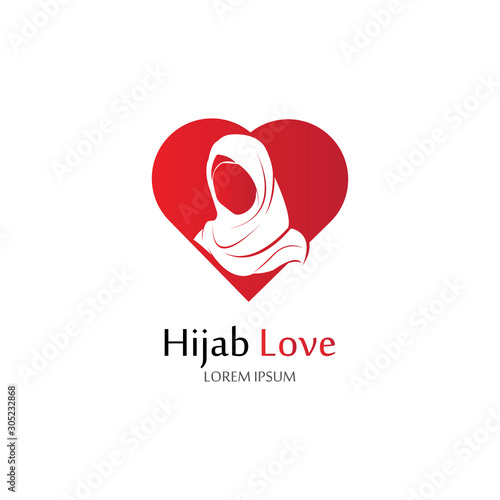 Hijab Love logo vector icon design template-vector