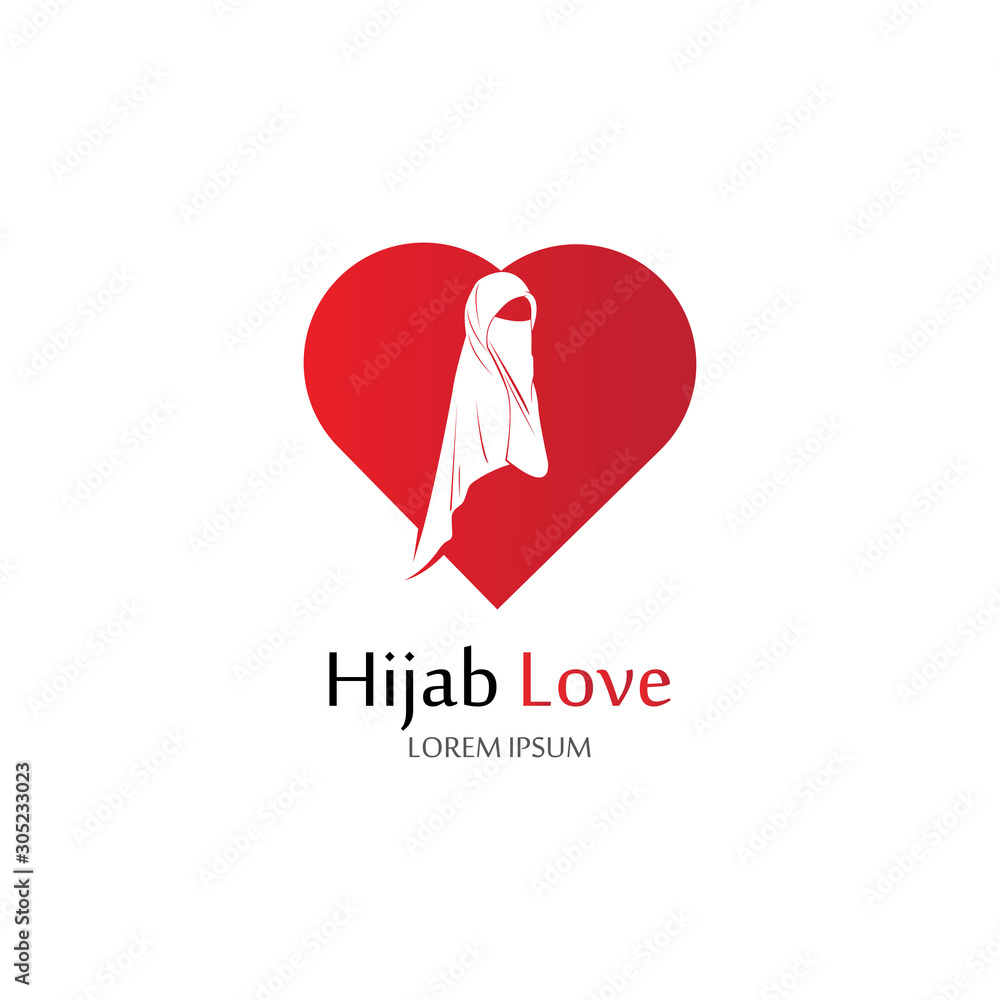 Hijab Love logo vector icon design template-vector Hijab Love logo vector icon design template-vector