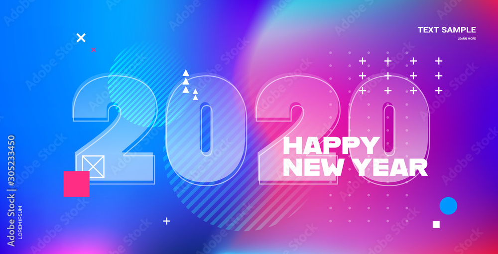 2020 happy new year merry christmas poster holiday celebration concept greeting card flat horizontal copy space vector illustration