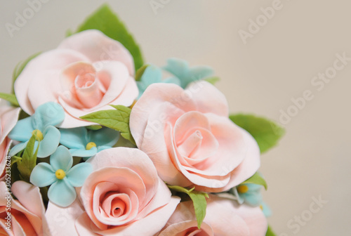 bouquet of flowers with roses made of Japanese polymer clay