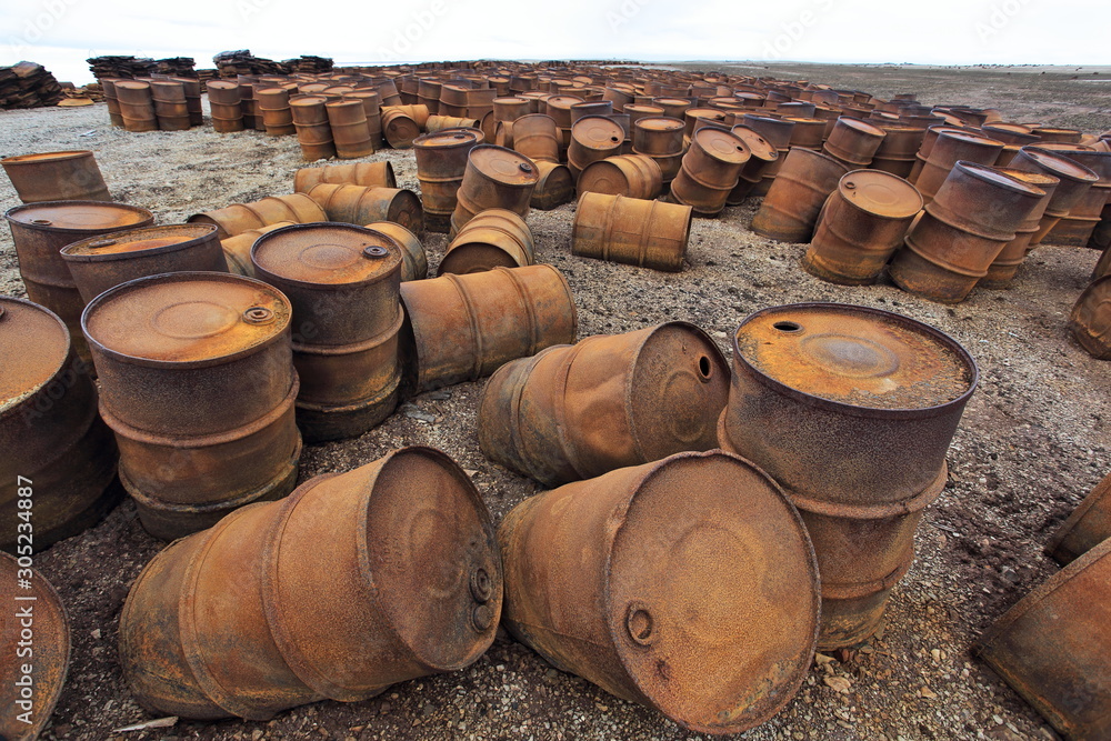 Rusty fuel and chemical drums in the Arctic Rusty fuel and chemical drums in the Arctic