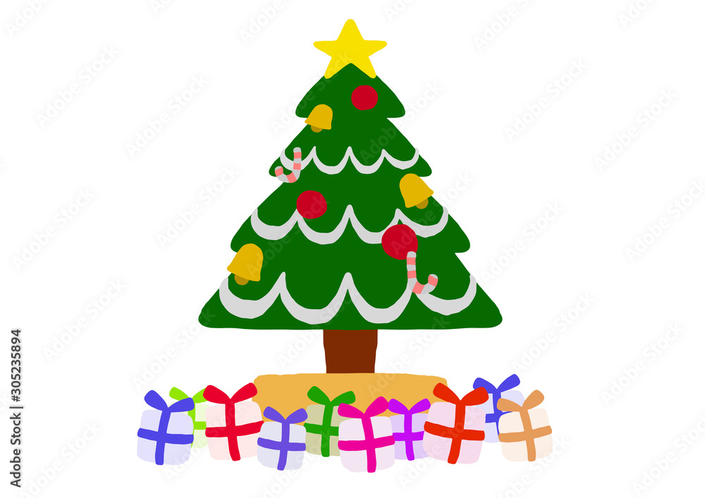 クリスマスツリーとプレゼントのイラスト3b A3 Stock Vector Adobe Stock