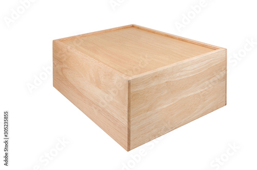 Wooden box side back isolated on white background with clipping path © sKjust