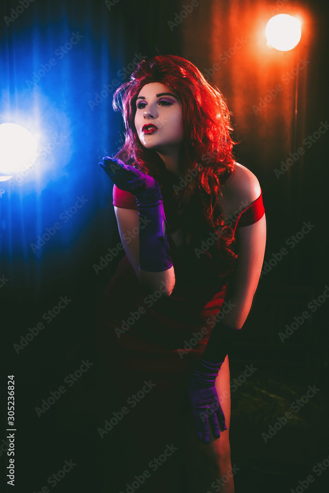 Naklejka premium Glamorous Woman In Red Dress