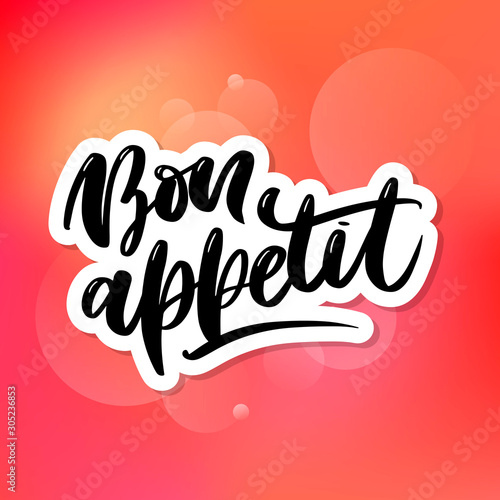 Bon appetit hand drawn lettering. Vector illustration
