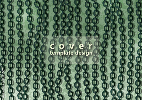 Abstract steel chain on a background with a texture. Trendy design cover template.