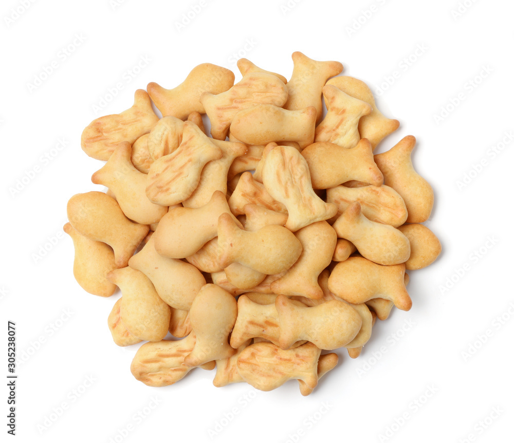 A pile of cracker cookies isolated on a white A pile of cracker cookies isolated on a white