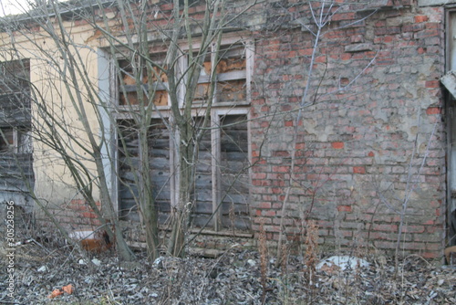 abandoned brick ruined building  Russia