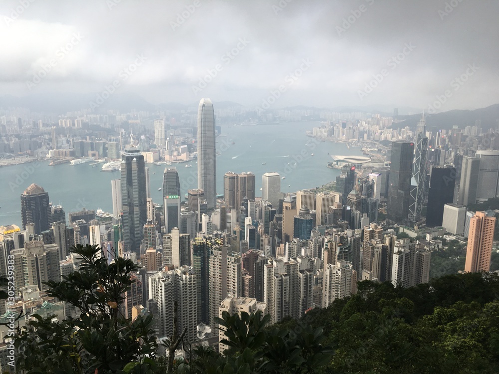 Hong Kong skyscrapers city view from Victoria peak