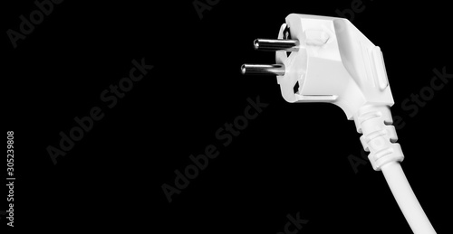 Принти на полотні White power plug isolated on black background