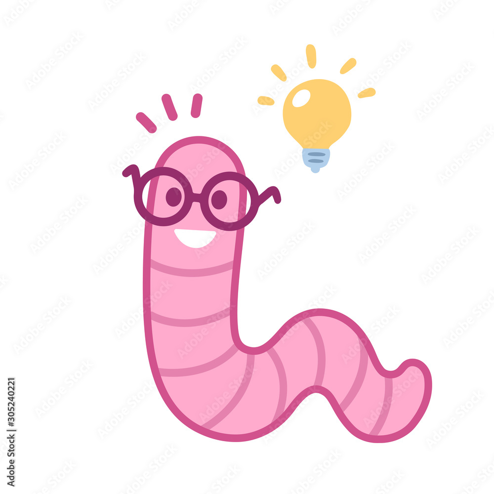 Cute cartoon Bookworm Stock Vector | Adobe Stock