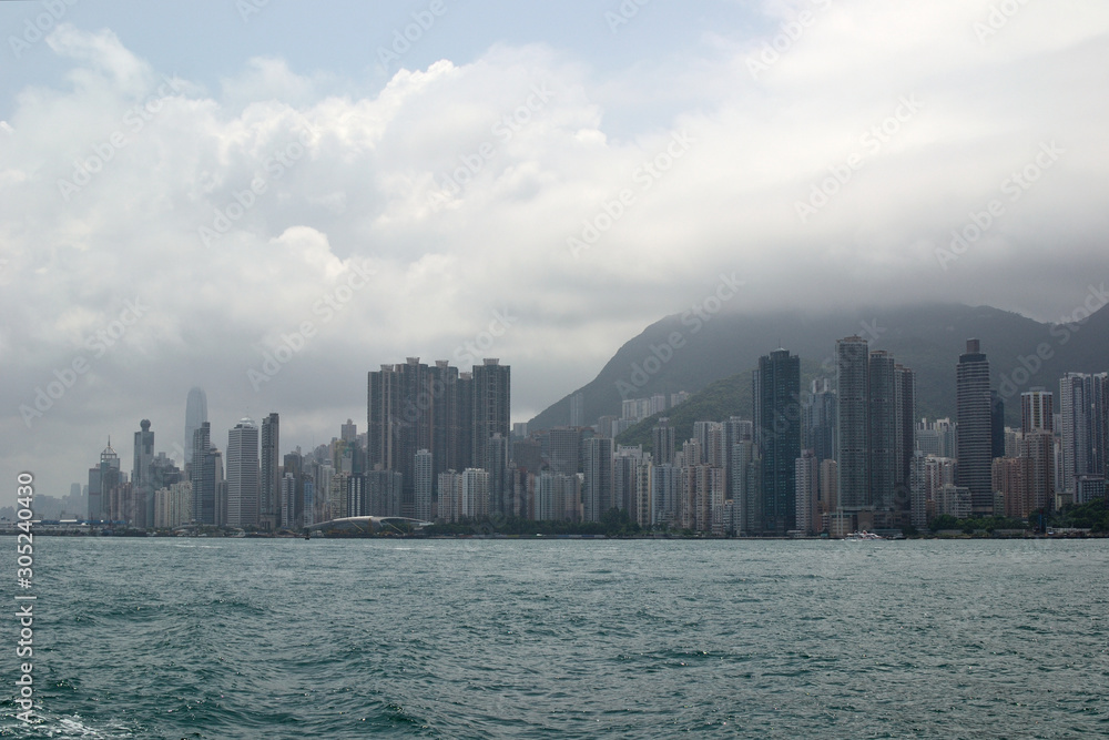 Obraz premium Hong Kong skyscrapers city view from the sea