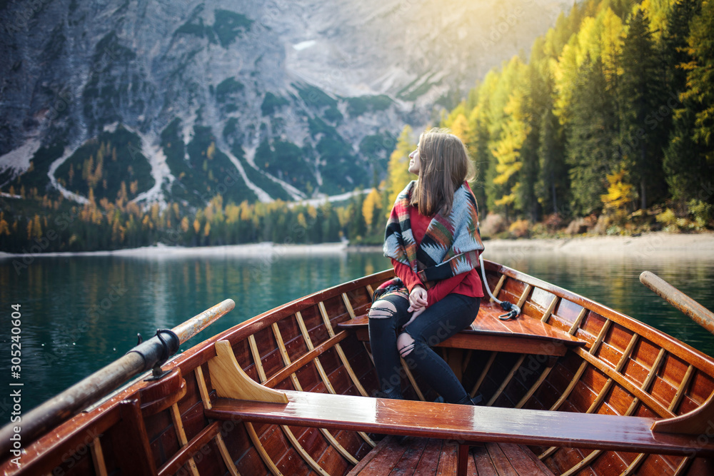 Beautiful Girl in Boat Smiling Beautiful Girl in Boat Smiling