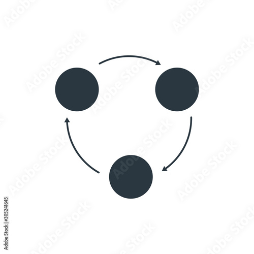 three circle round arrows for infographics. Stock Vector illustration isolated on white background.