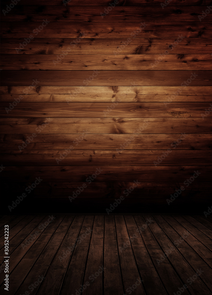 empty wooden inteiror room.