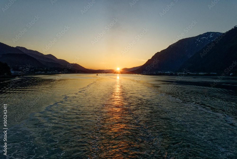 Dramatic colorful susnet in Alaska