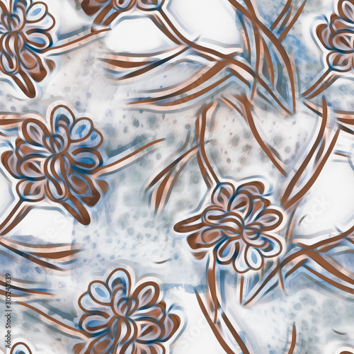 Floral Seamless Pattern. Hand Painted Design Template.