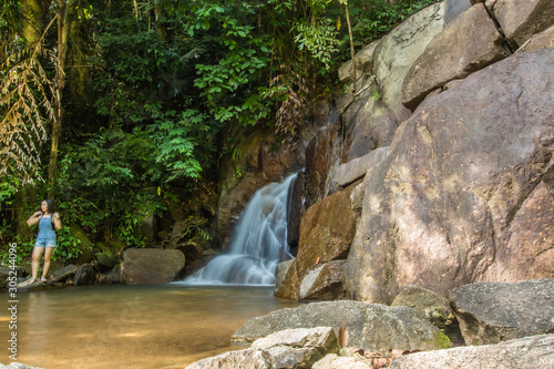 Kathu Waterfall in the tropical forest area In Asia  suitable for walks  nature walks and hiking  adventure photography Of the national park Phuket Thailand Suitable for travel and leisure.