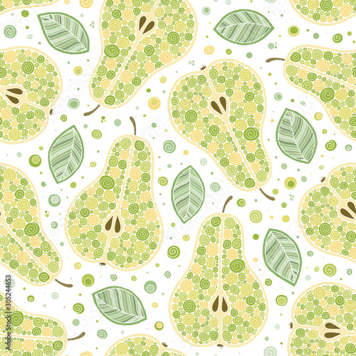 Frash pears modern beauty doodle seamless pattern.