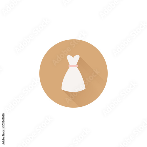 Wedding dress colorful vector flat icon