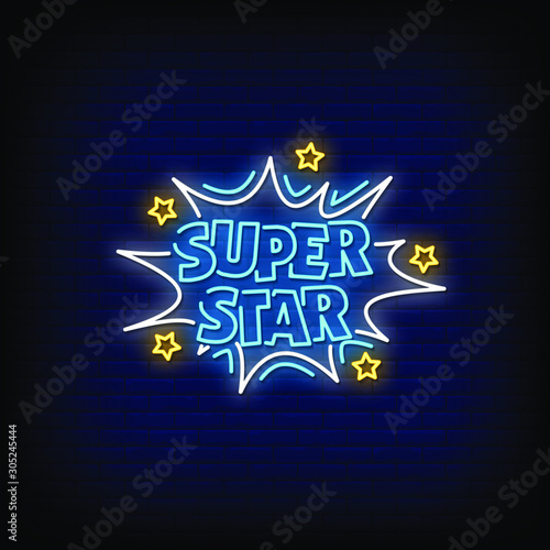 Superstar Neon Signs Style Text Vector