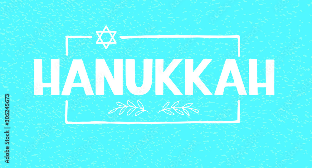 Happy Hanukkah holiday lettering isolated on white. Hand drawn vector typographic design with modern calligraphy.  EP10