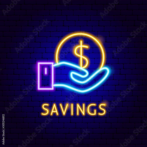 Savings Money Neon Label