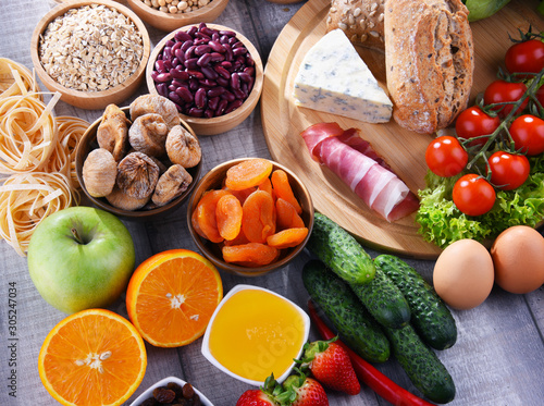 Fototapeta Naklejka Na Ścianę i Meble -  Assorted organic food products on the table