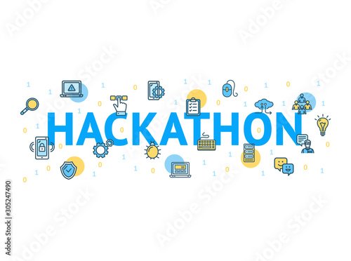Hackathon Concept Card Poster Paper Art Design. Vector