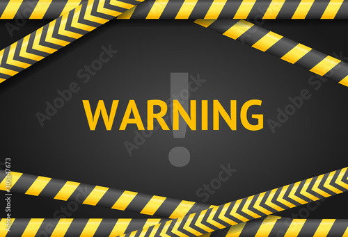 Realistic 3d Detailed Black and Yellow Line Striped Warning Concept Banner Card Background. Vector