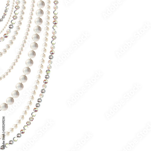 Pearls. Vector illustration. Beads. Jewelry. Background. Crystals. Gems.