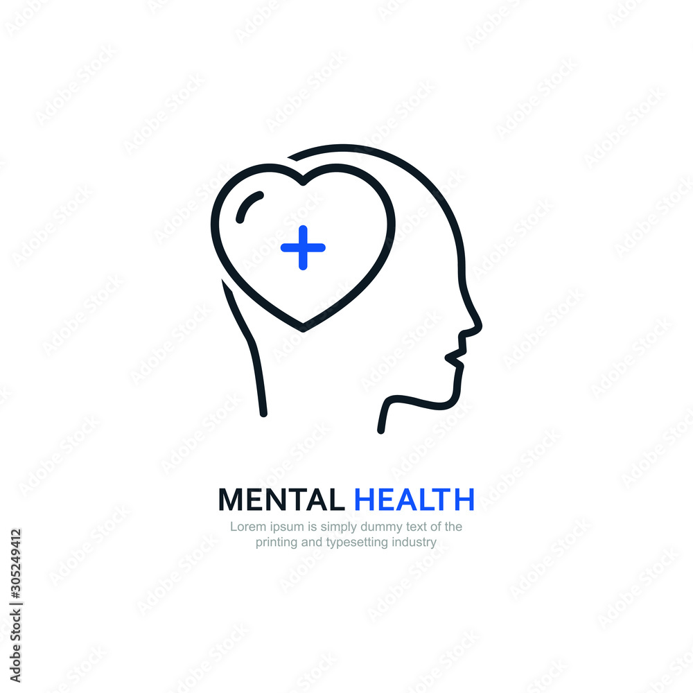 Mental health icon design isolated on white background. Vector illustration