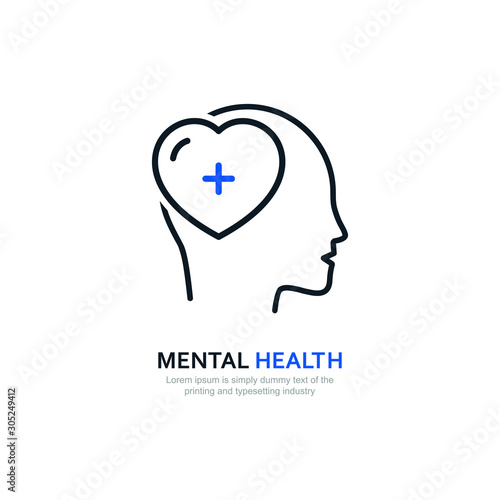 Fototapeta Naklejka Na Ścianę i Meble -  Mental health icon design isolated on white background. Vector illustration