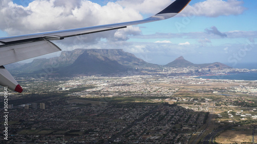 Table mountain Cape Town South Africa landamark view from airplane photo
