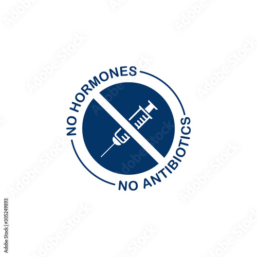 No antibiotics food label stamp design isolated on white background. Vector illustration