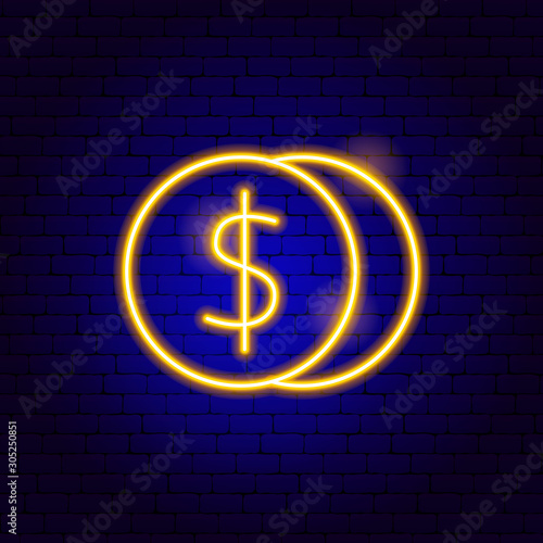 Coins Dollar Neon Sign