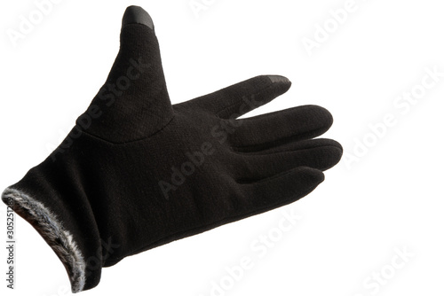 black winter gloves isolated