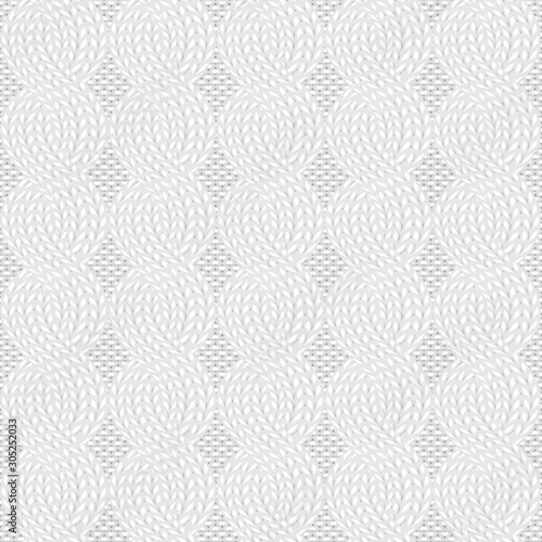 Seamless cable knit white pattern. Christmas backgroung