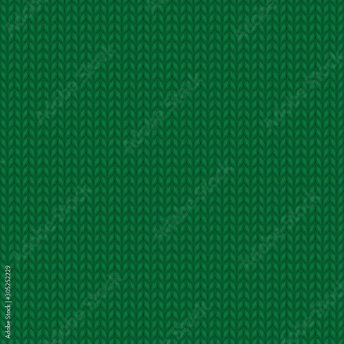 Seamless knitted green pattern. Christmas backgroung