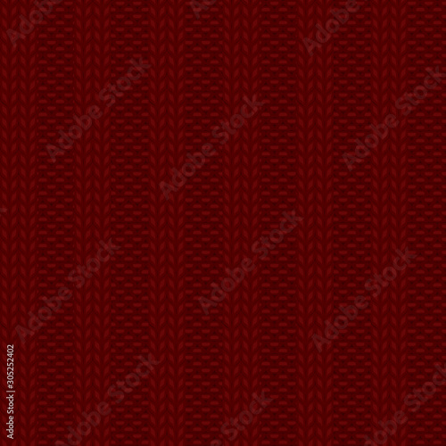 Seamless rib knit dark red pattern. Handicraft backgroung