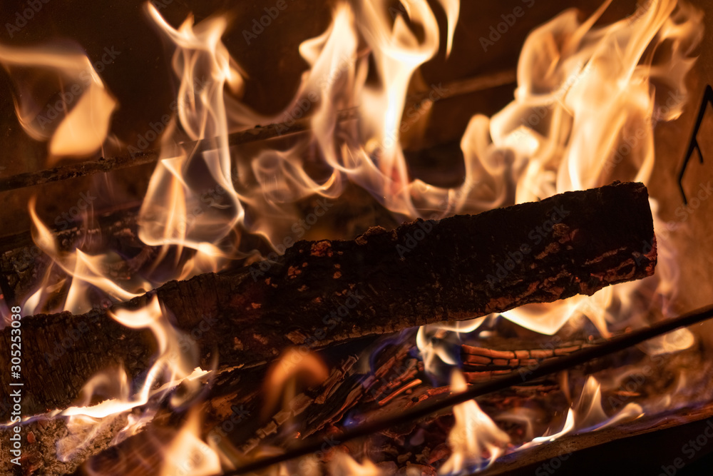 Fototapeta premium Hot Flame Cooking Grille Barbecue Heating Naturtal Fire