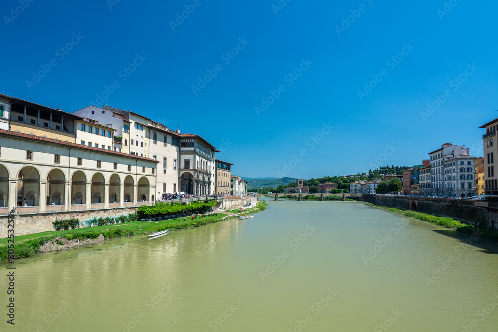 The Arno River and the Uffizi Gallery