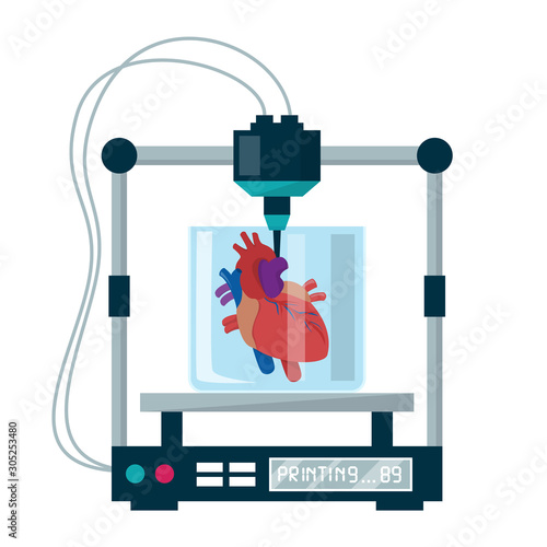 3D bioprinting vector isolated. Medical equipment for organ